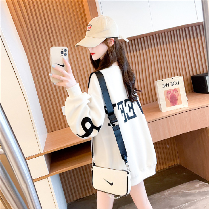 2026 New Arrival Women's Spring & Autumn Lazy-Style Crew Neck Sweatshirt, Korean-Style Versatile Cartoon Printed Long-Sleeve Top