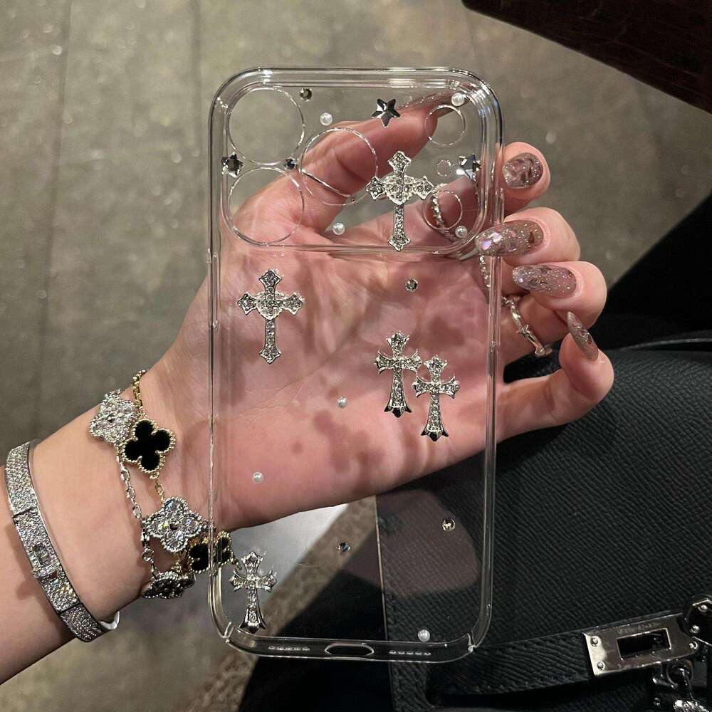 Phone Case for iPhone New Cross Compatible with Apple 17 Pro Max Phone Case iPhone 16 Transparent 15 Shockproof 14 Korean and Japanese Style