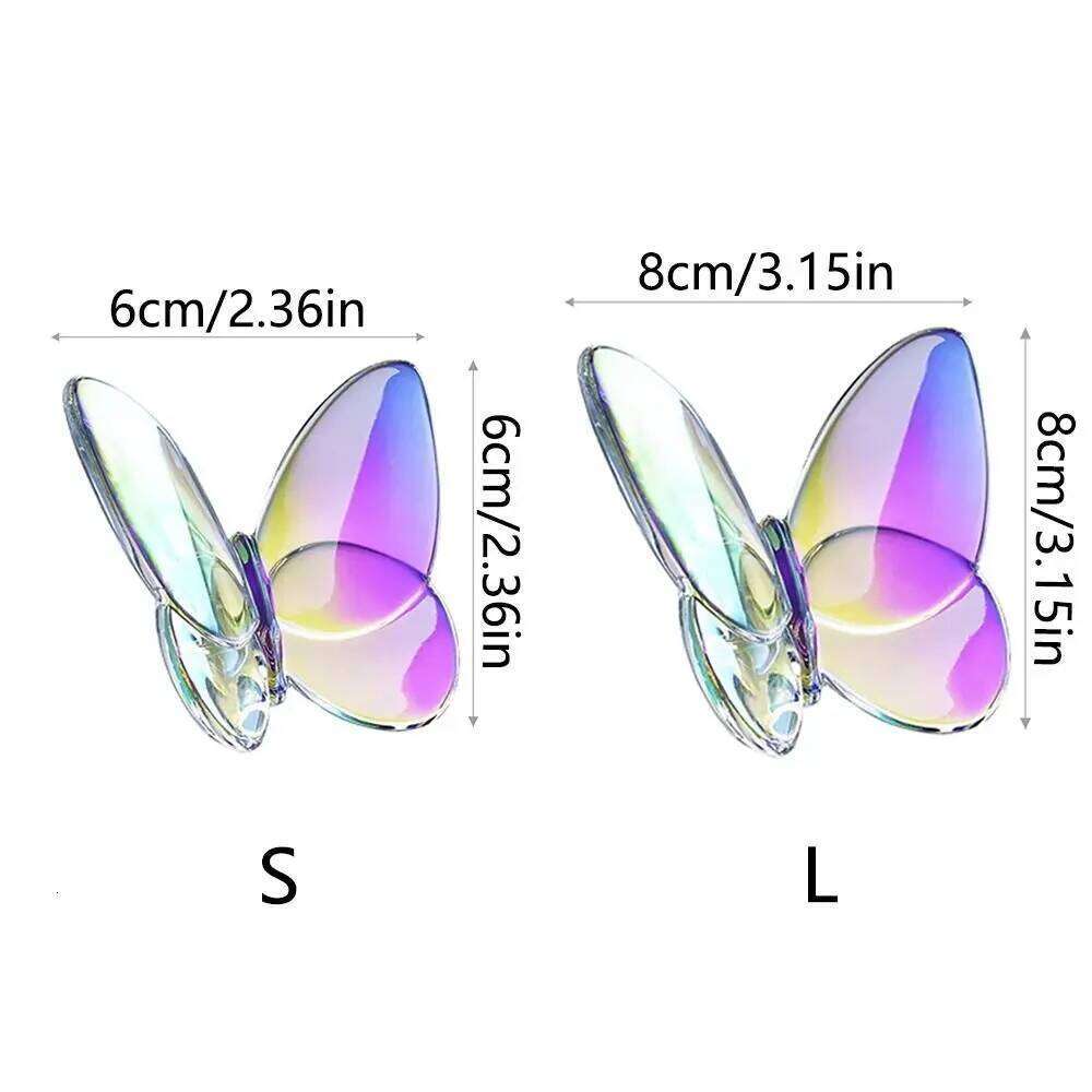 Household Ornaments Sparkling Glass Butterfly Figurines Multiple Color Crystal Crafts Reflective Decor for Shelf Tabletop Kitchenware Arrangement