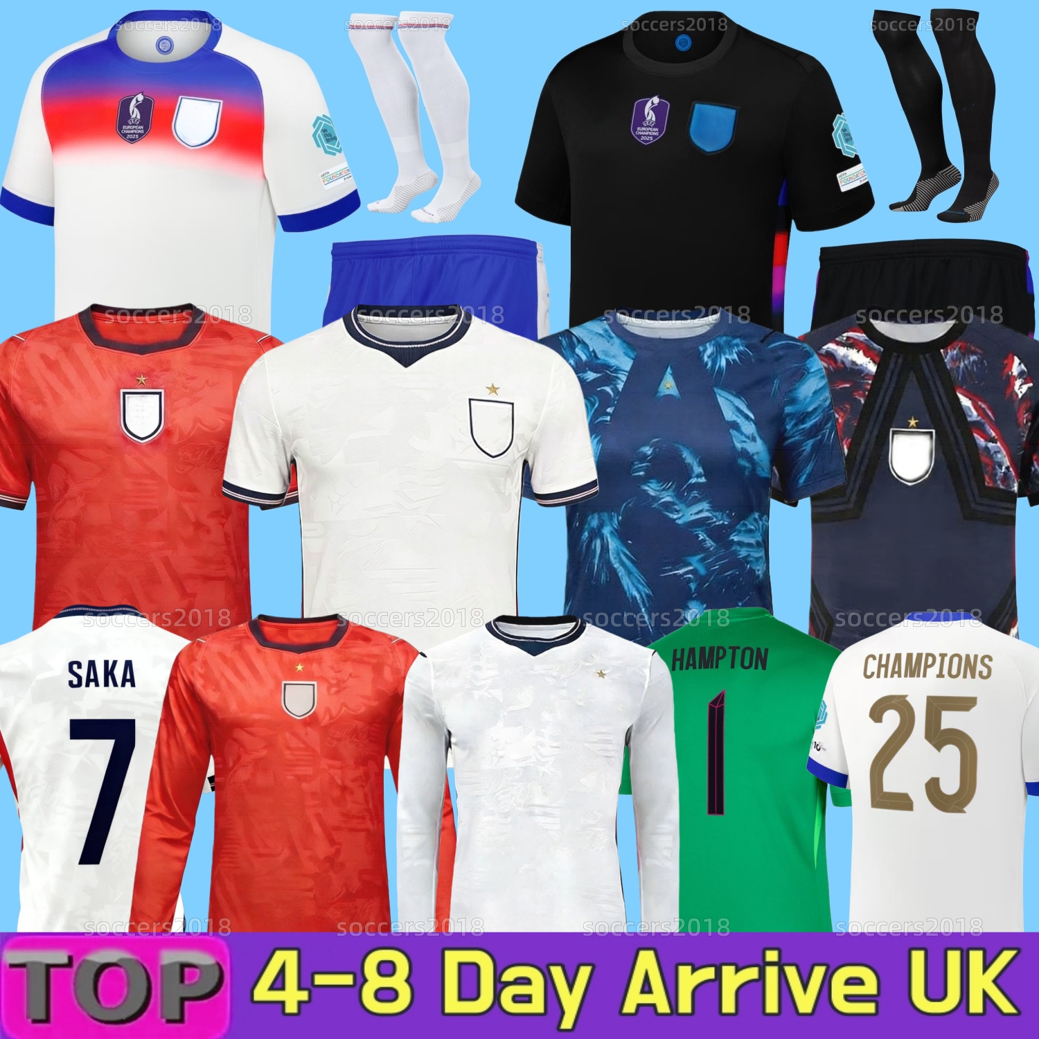 2026 England World Cup Soccer Jersey WILLIAMSON Men Women KANE BELLINGHAM RUSSO MEAD AGYEMANG RICE PICKFORD 25 26 27 National Team Football Shirt kids kit FODEN Saka