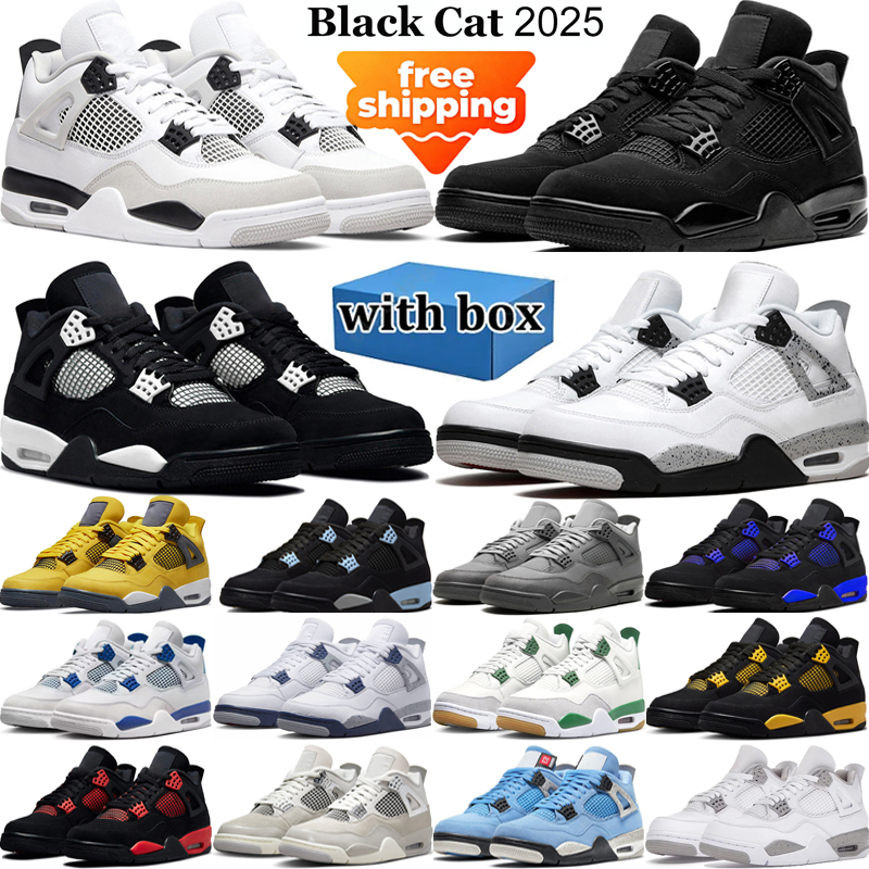 2025 designer basketball 4s shoes mens jordanshoe 4 sneakers woman trainers Military Black Cat Pure Bred Low Tops platform free shipping Luxury shoe with box