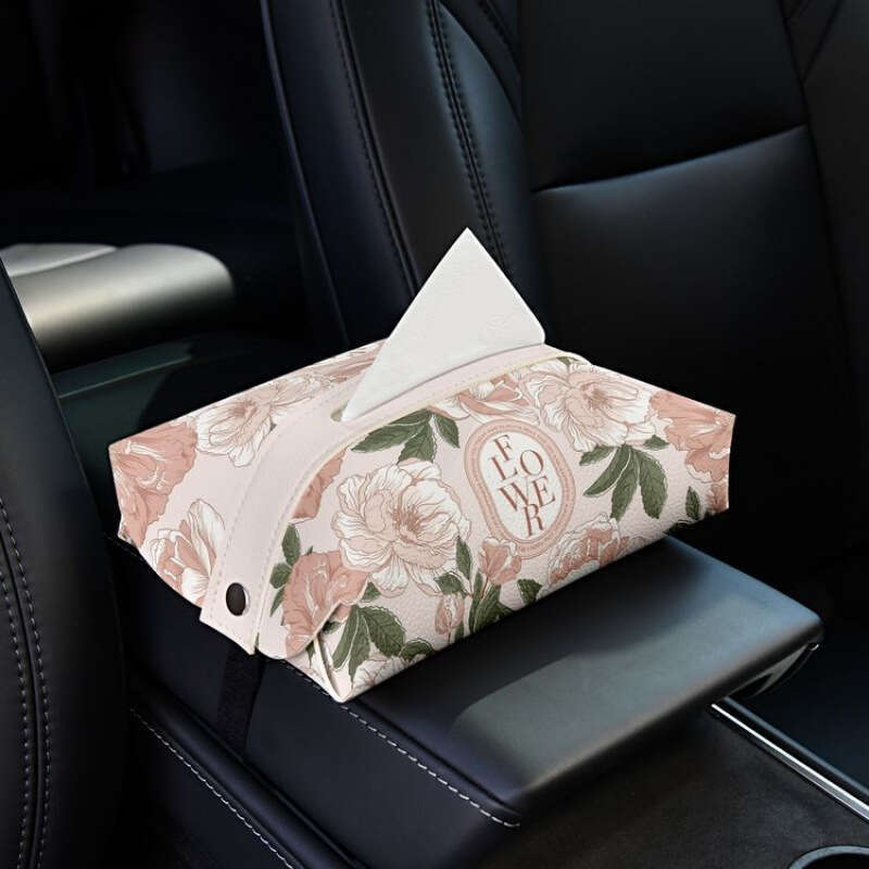 Neoclassical High-Value Floral Car Creative In-Car Portable Armrest Tissue Box