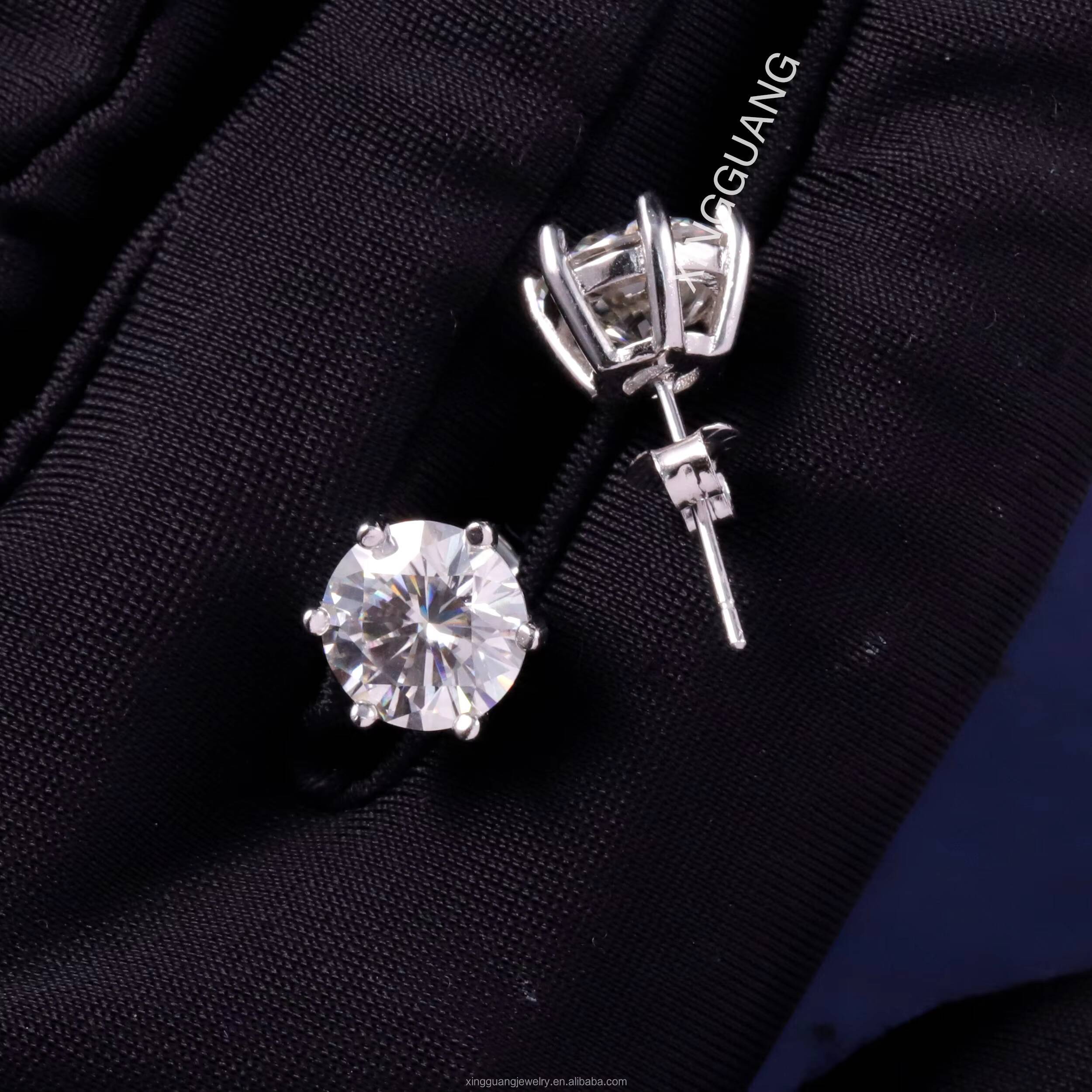 5mm-8mm Classic Mossanite Earrings Luxury Jewelry 925 Sterling Silver VVS Moissanite Diamond Ear Stud for Men Women