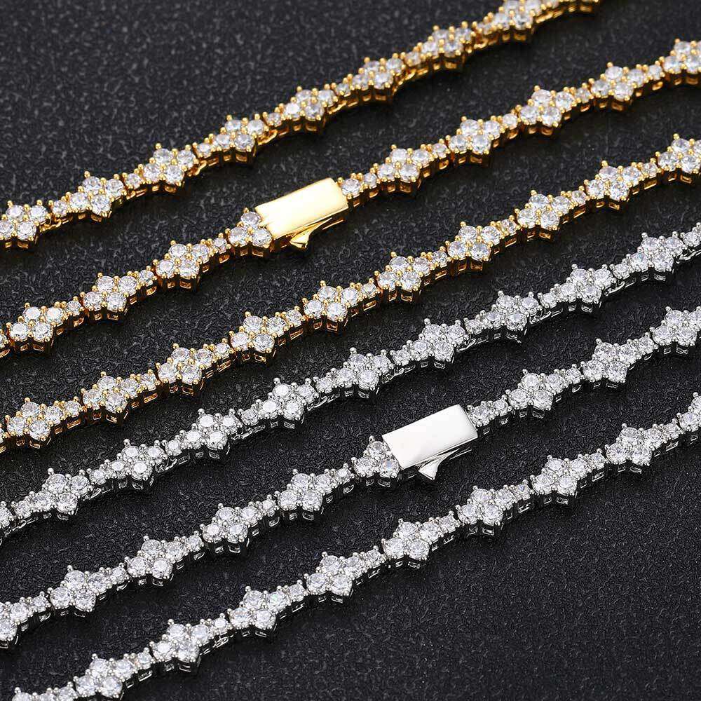 Fashion Jewelry Bracelets Chain Zircon Necklace Luxury Full Diamond Men Women Bracelet Bangle Trendy Classic Party Gift Elegant Shiny Accessories