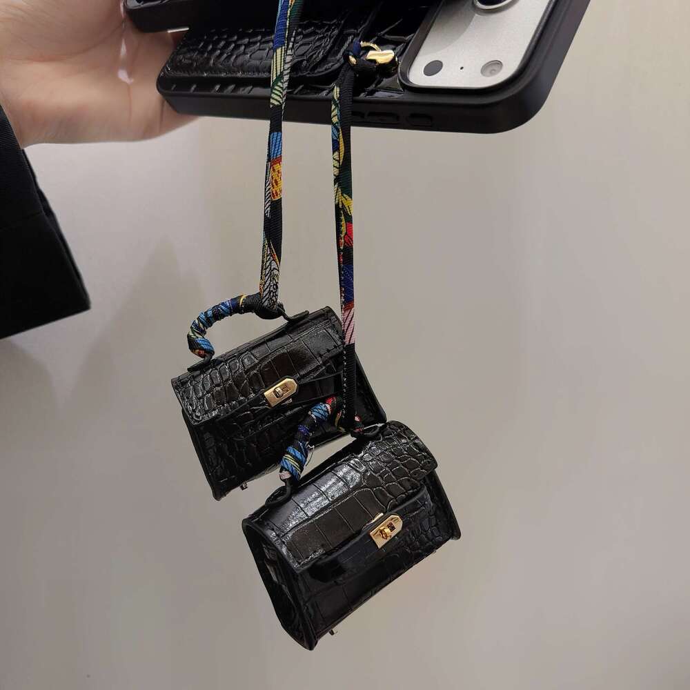 Phone Case for iPhone New Model Compatible with Apple 17 iPhone 15 Pro Crocodile Pattern Card Holder + Earphone Cover Phone Case 12 Trendy Women