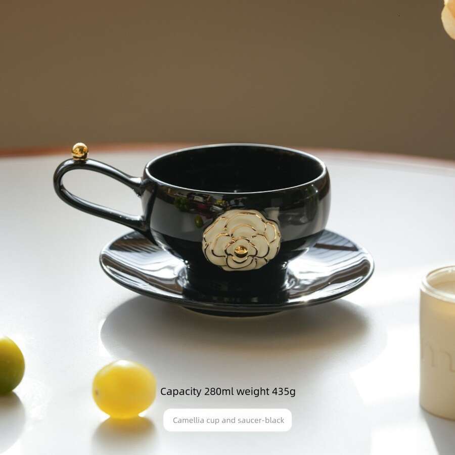 Ceramic Coffee Mugs Premium Drinking Utensils Light Luxury Porcelain Tea Cup Saucer Set Home Afternoon Latte Dining Table Decor Gift For Friend