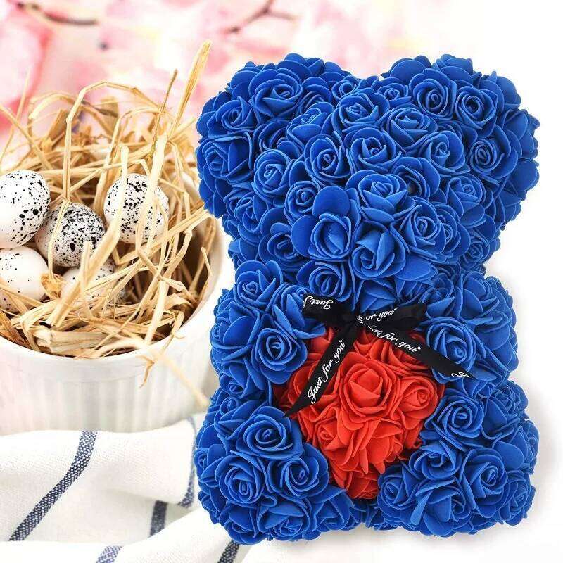 Artificial Flowers 25cm Rose Bear Girlfriend Anniversary Christmas Valentine's Day Gift Birthday Present for Wedding Party W260114