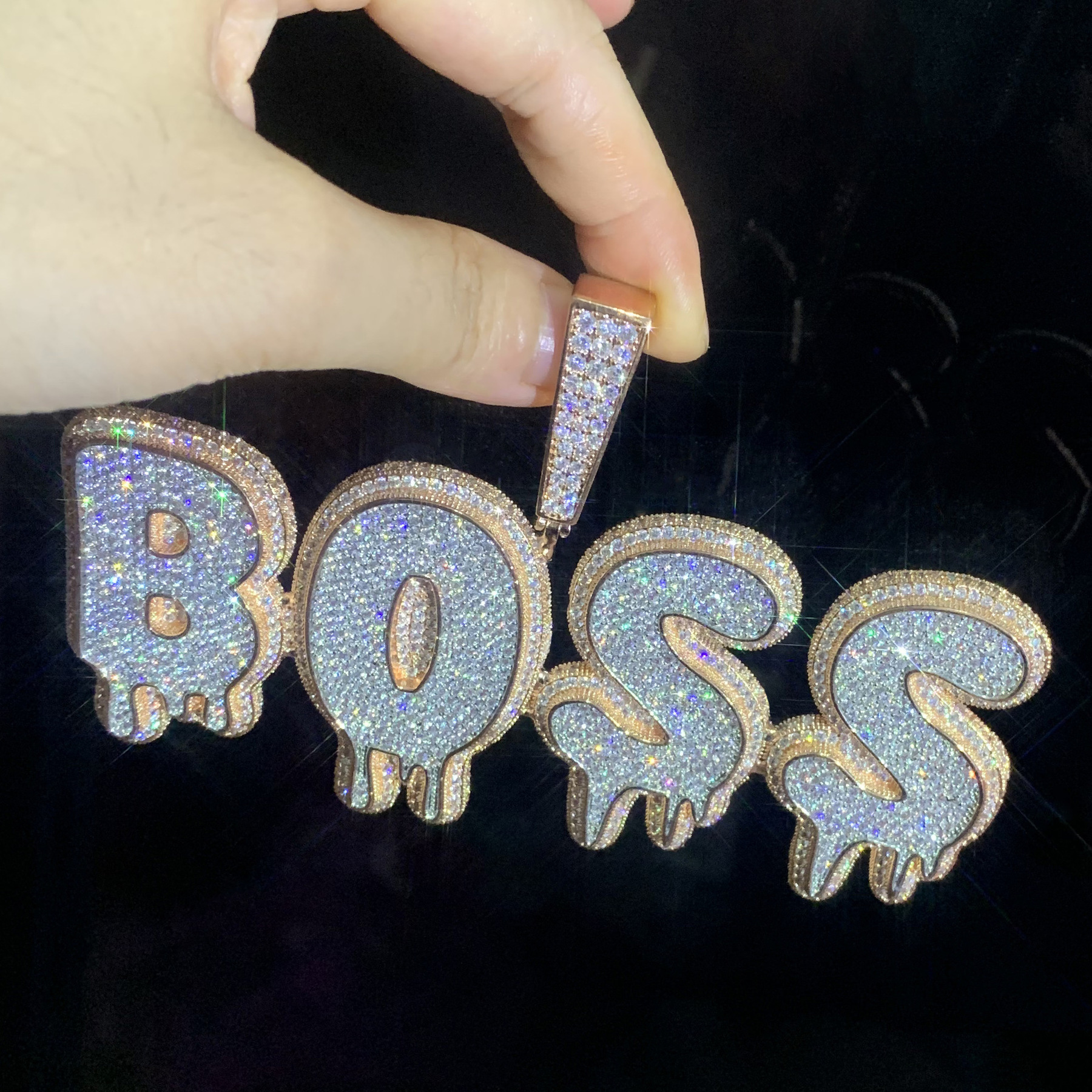 Custom Top Quality Iced Out Bling Hip Hop Jewelry 14k Solid gold Passed Test Lab grown Diamond Letter Pendant Necklace Cuban Chain