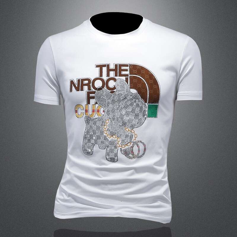 European Station Men's Short T-Shirt Round Neck Summer New Half Sleeve Tee Factory Direct Sale Multi-Color Supply Trendy