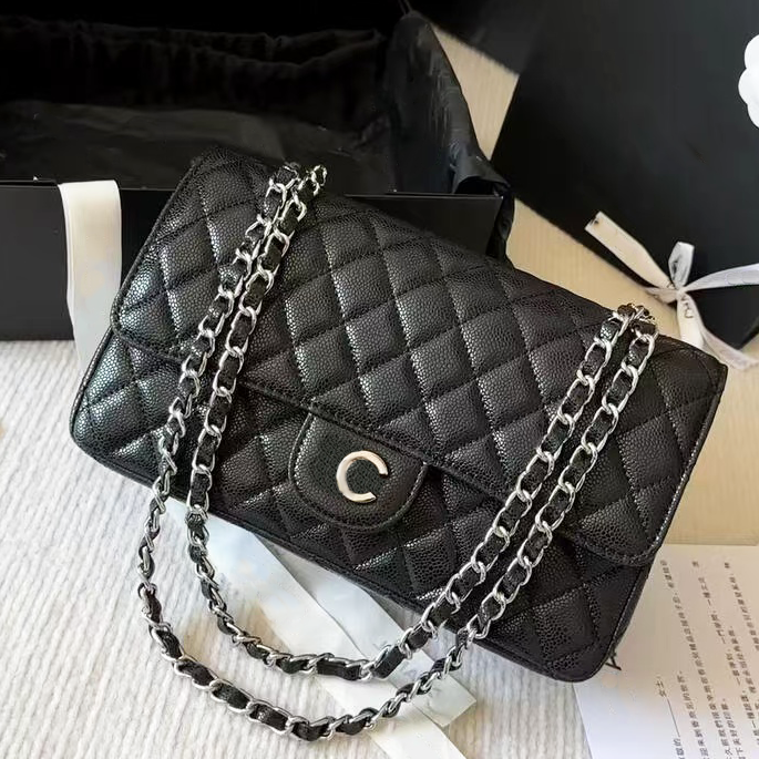 10A Designer bags CF bag luxury bag Shoulder Bag Sheepskin Caviar Women's Crossbody Bags Metal Chain Doube C Letters Classic Flap Handbag fashion Evening Bags 26cm