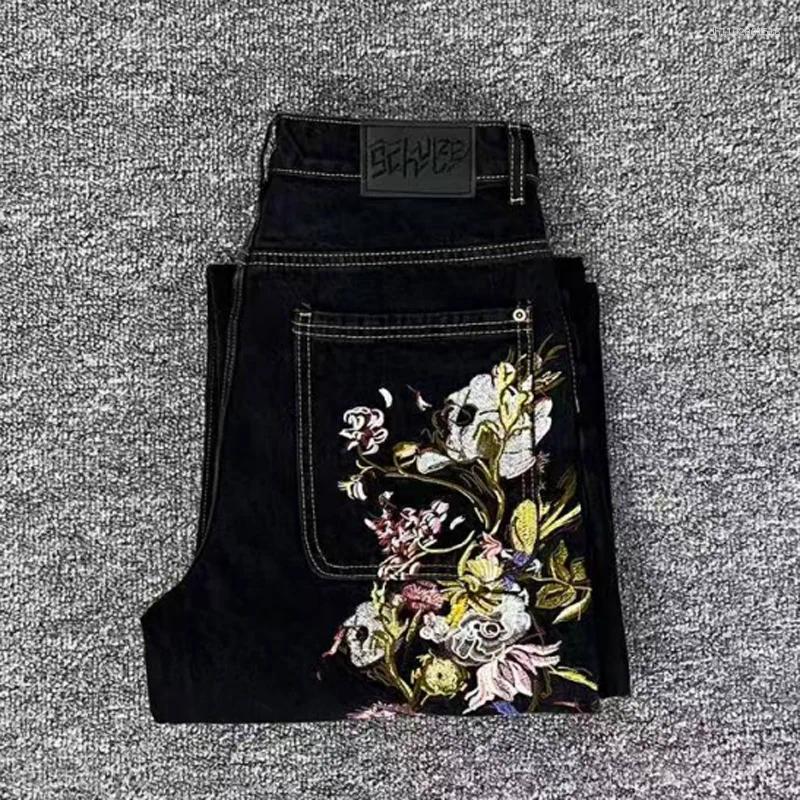 Men's Jeans Harajuku Casual Derschutze Straight-leg Heavy Exquisite Embroidery Print High Quality Real Po Y2K