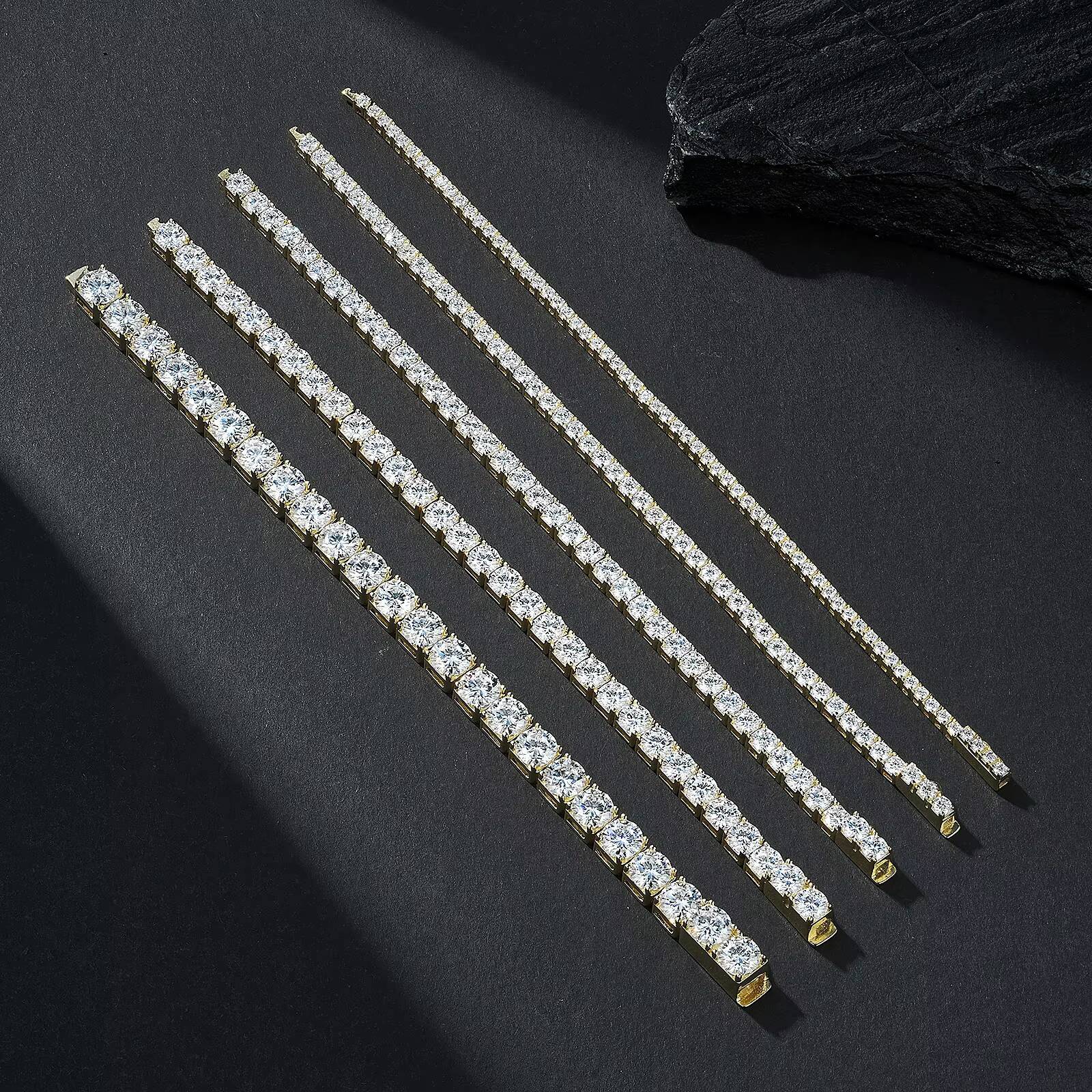 Moissanite Gold Plated Square Set Tennis Chain With Brilliant Sparkling Stones Designed for Luxury Fashion Jewelry Bracelet