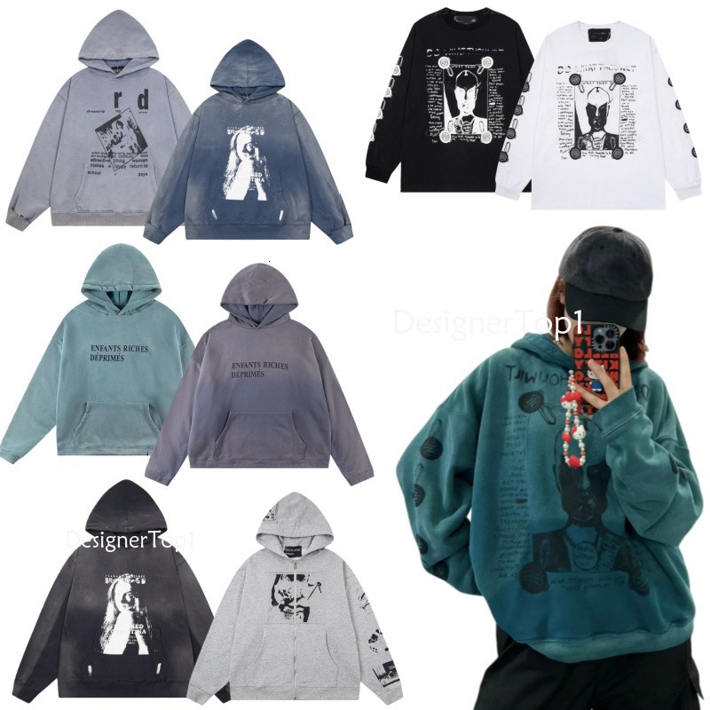 26ss designer enfant riches deprimes Generation Retro Character Avatar Print High Street Long Sleeve T-Shirt Unisex Loose Trendy Tee f15 05