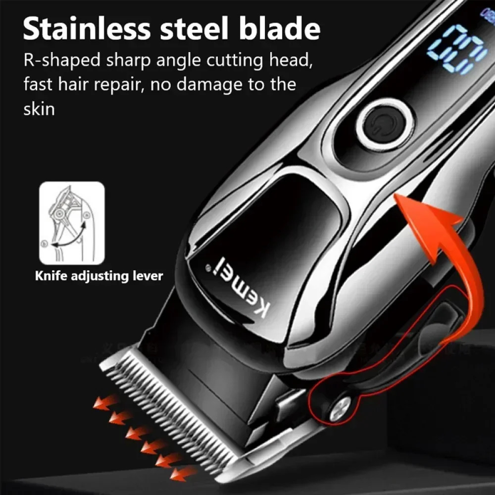 Kemei Professional Clipper Rechargeable Men Electric Cutter Hair Cutting Machine LCD Cordless Beard Trimmer KM-1990 260112 C260312