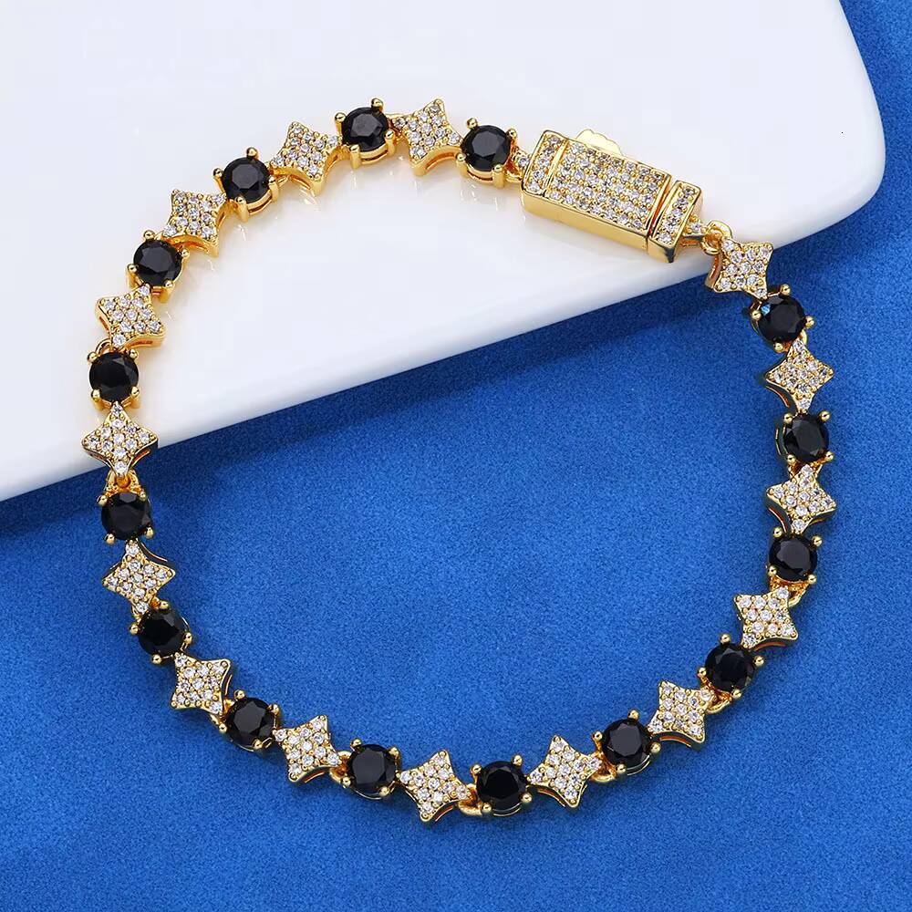 Hip Hop Jewelry Men and Women 925 Silver 6mm Tennis Bracelet Vvs Black Moissanite Star Bracelet High-quality Gift Jewelry