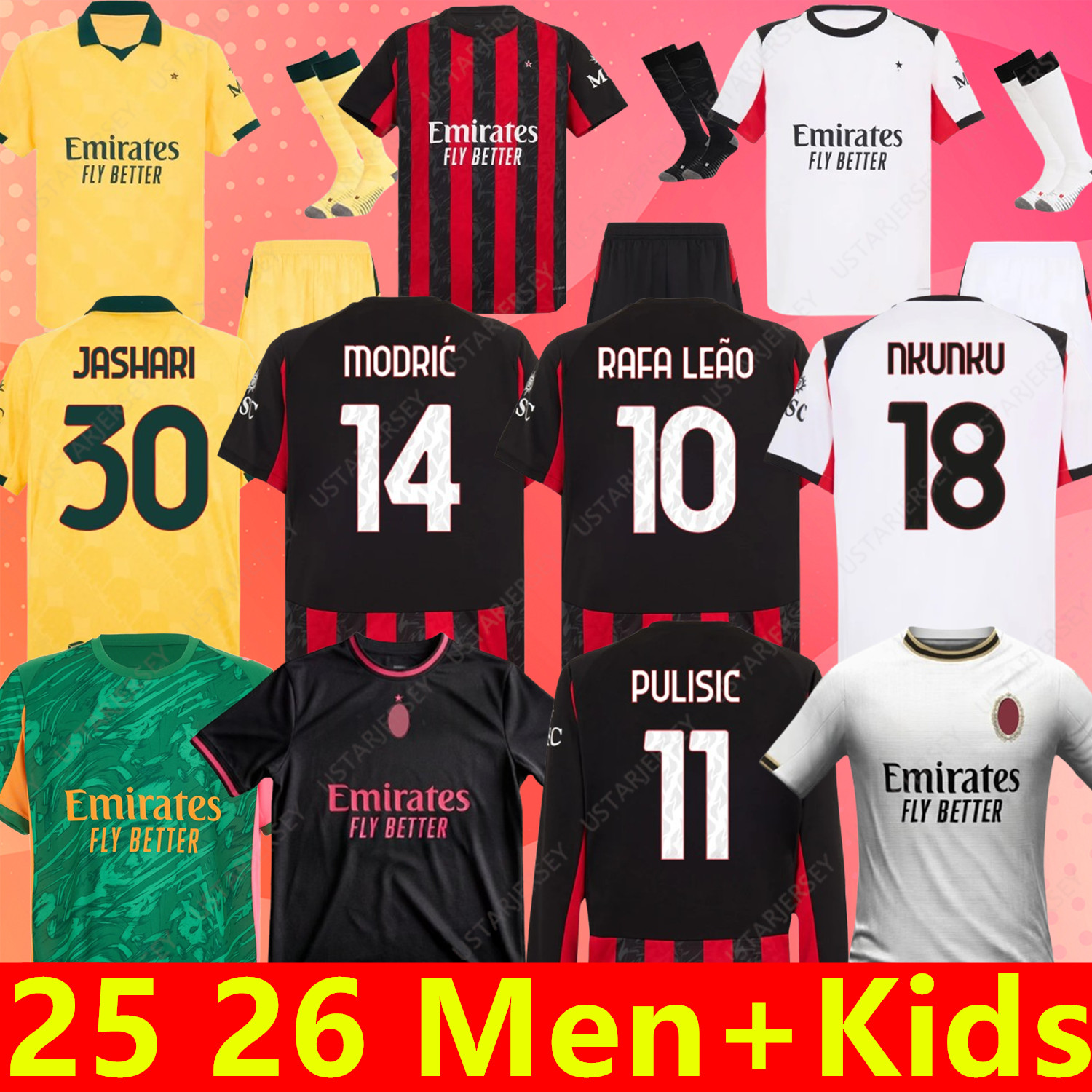 AC MilLAn 25 26 27 125th GIMENEZ soccer jerseys PULISIC JOAO FELIX RAFA LEAO MODRIC football shirt fourth men and kids uniforms 2025 2026 2027 THEO JASHARI NKUNKU RICCI