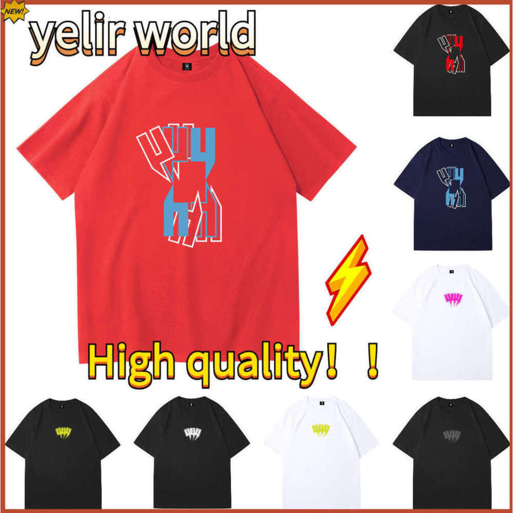 Brand yelir world mens t shirt Y2K Retro Hiphop Fashion logo Digital printing Crew Neck tshirt Minimalist Loose Street Wear Casual T-shirt Trendy yelir t shirt