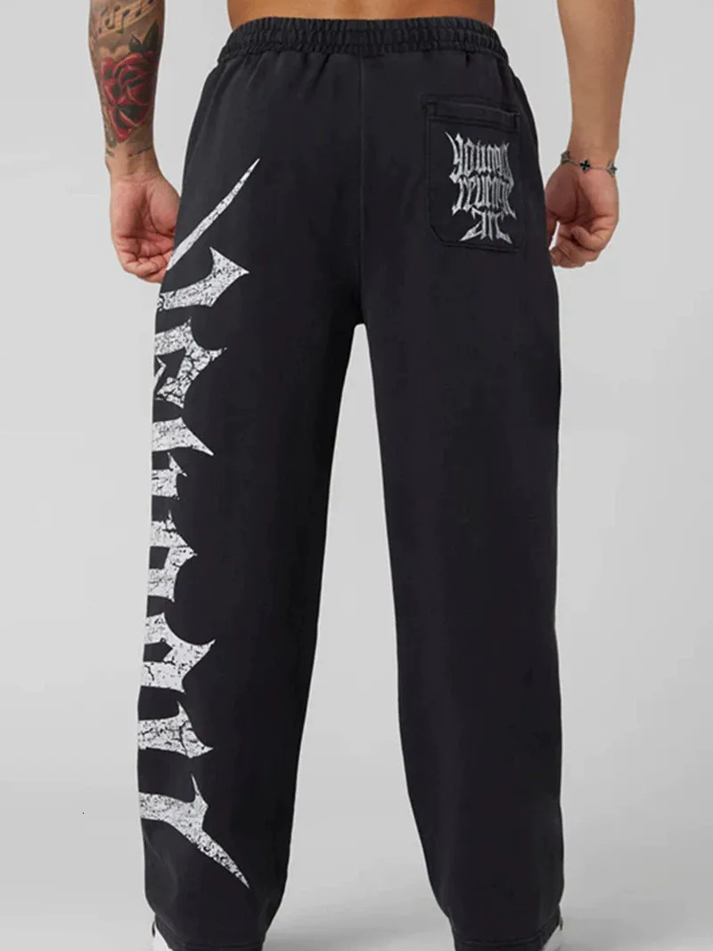 Young American trendy sweatpants collaboration anime joggers cotton terry print wideleg casual pants hiphop street 260109
