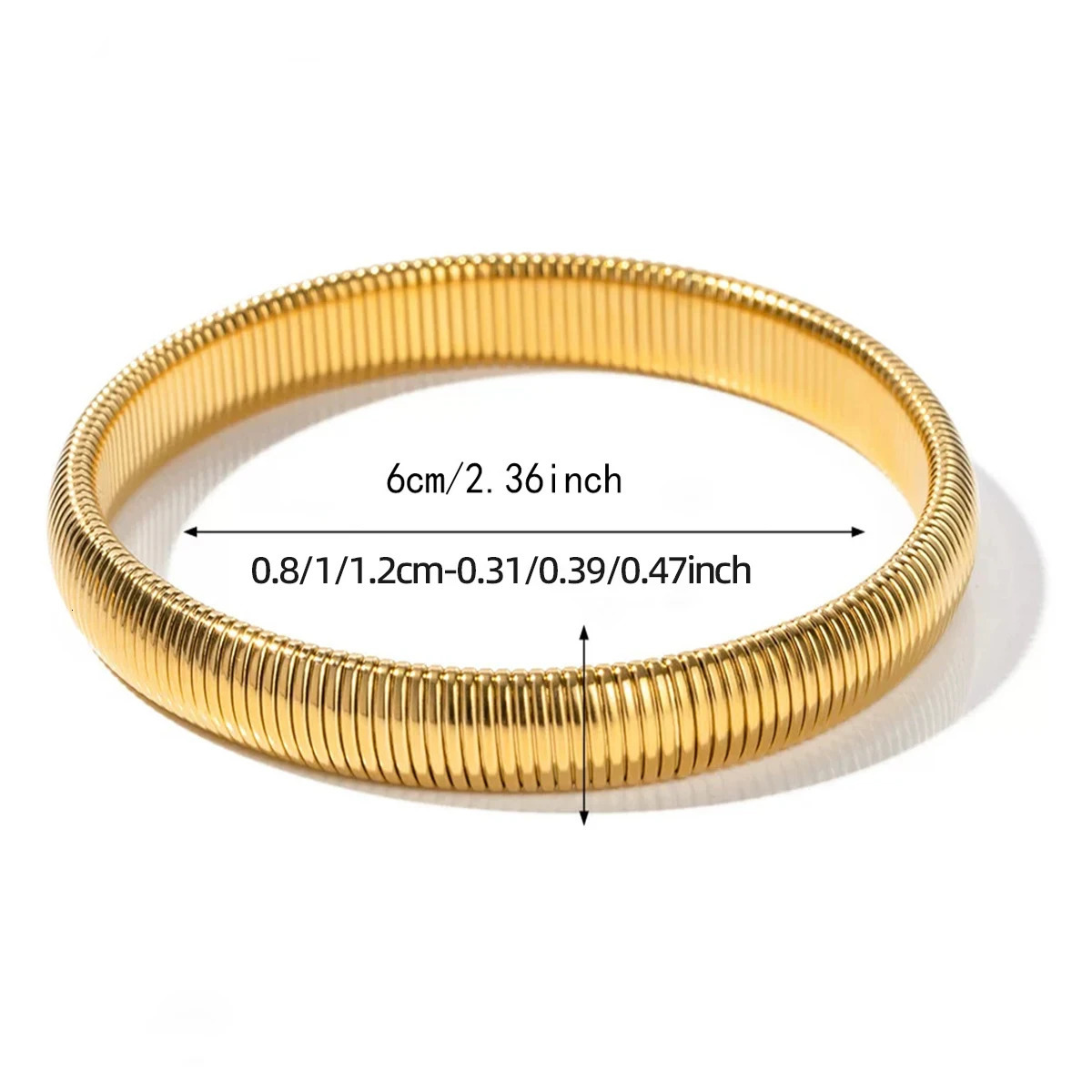 Women Girls Simple n Elastic Bracelet Fashion Stainless Steel Punk Style Spiral Hip Hop Waterproof Vintage Bangle 260206