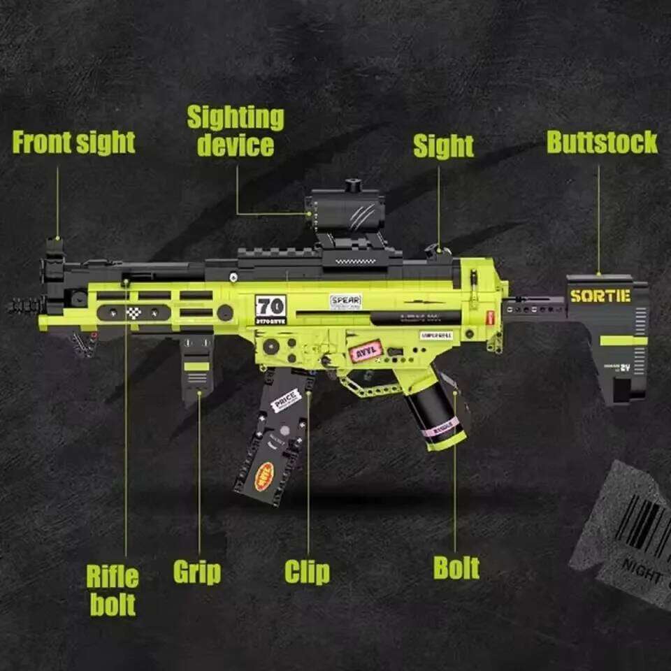Military Building Blocks MP5 Assault Rifle Model Submachine Gun Assembled Kids Educational Micro Particle Toy Boys Gift X260114