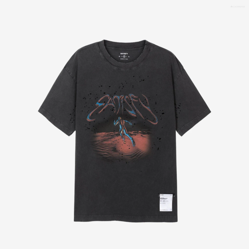 Men's T Shirts Faionable Retro Dyeing Round Ne Ort Sve Pure Cotton Print T-irt Youth Casual Summer Top Trendy Brand SATISFY