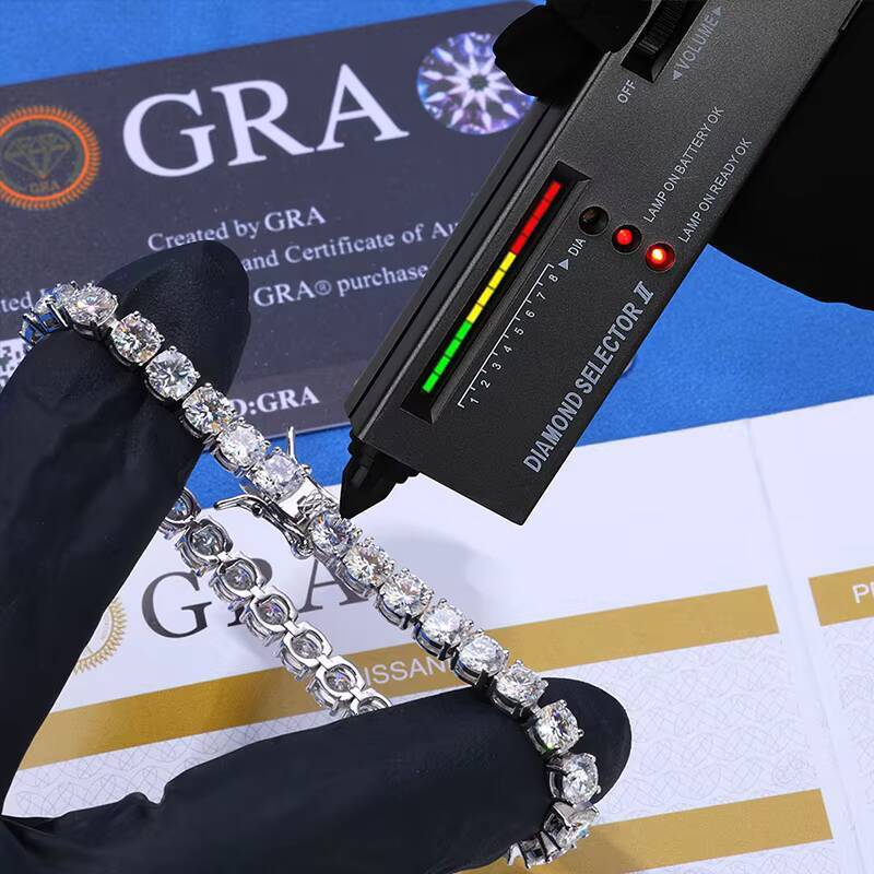 RINNTIN XP110 Ready to Ship Moissanite Tennis Chain Bracelet Ice Out Brass Bracelet Hiphop Men Women Moissanite Bracelet