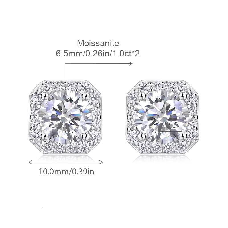 Fine 1ct2 Round Moissanite Earrings Hypoallergenic S925 Silver VVS1 Clarity Moissanite Earrings Women Stud Earrings