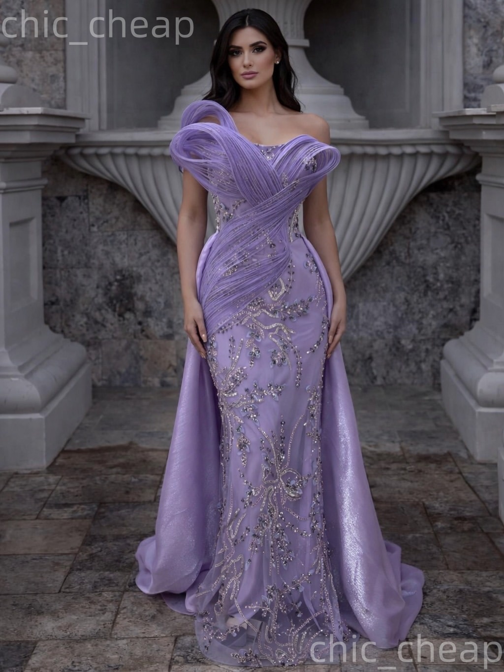 Aso Ebi Lavender Mermaid Prom Dresses 2026 Floral Lace Crystals Detachable Train Evening Formal Party Second Birthday Engagement Gowns Dress For Speci