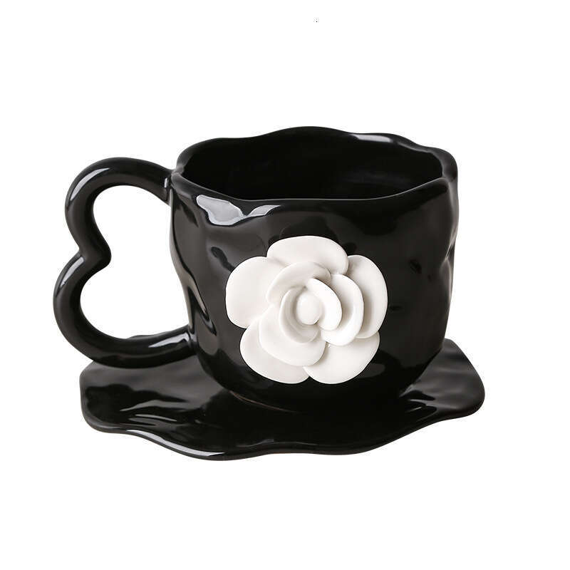 Handmade Ceramic Creative High-Value and Saucer Ins Style Cup Niche Coffee Flower Retro Mug