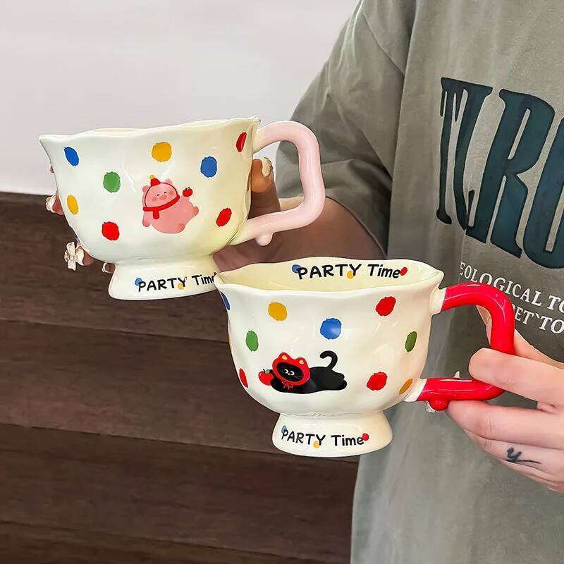 Cute Ceramic Coffee Mug for Women New Designed Breakfast Office Home Use Drinking Cup with Lovely Design