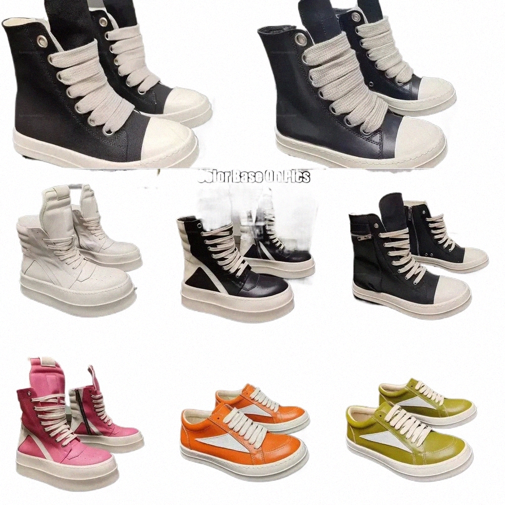 canvas Boots ricks ownes designer women men Leather furry boot Luxury booties sneakers platform shoes Unisex casual trainers size f61 x82W#