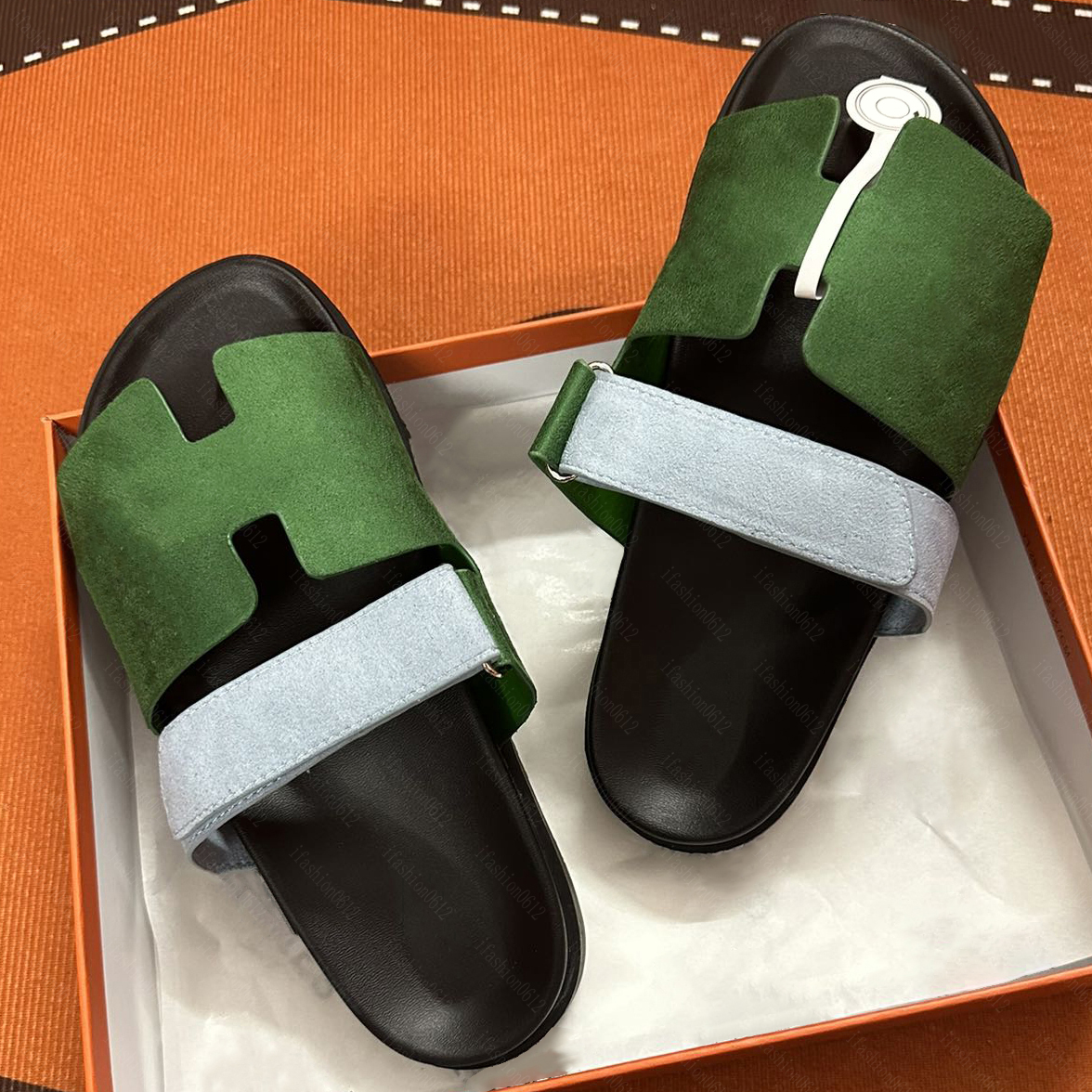Classic Sandals Designer Leather Women Man Slides Sandal Summer Flat Shoes Fashion Beach Casual Slippers Letter Outdoor Indoor