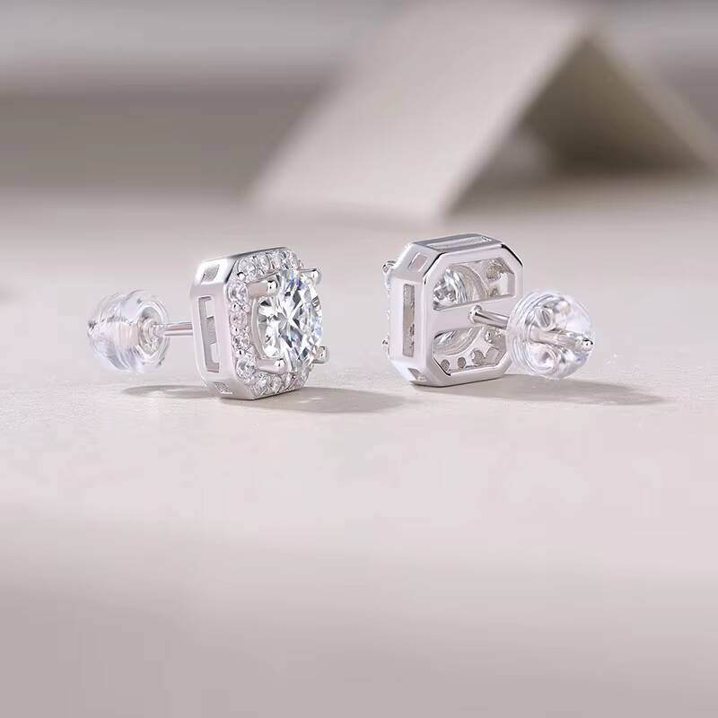 Fine 1ct2 Round Moissanite Earrings Hypoallergenic S925 Silver VVS1 Clarity Moissanite Earrings Women Stud Earrings