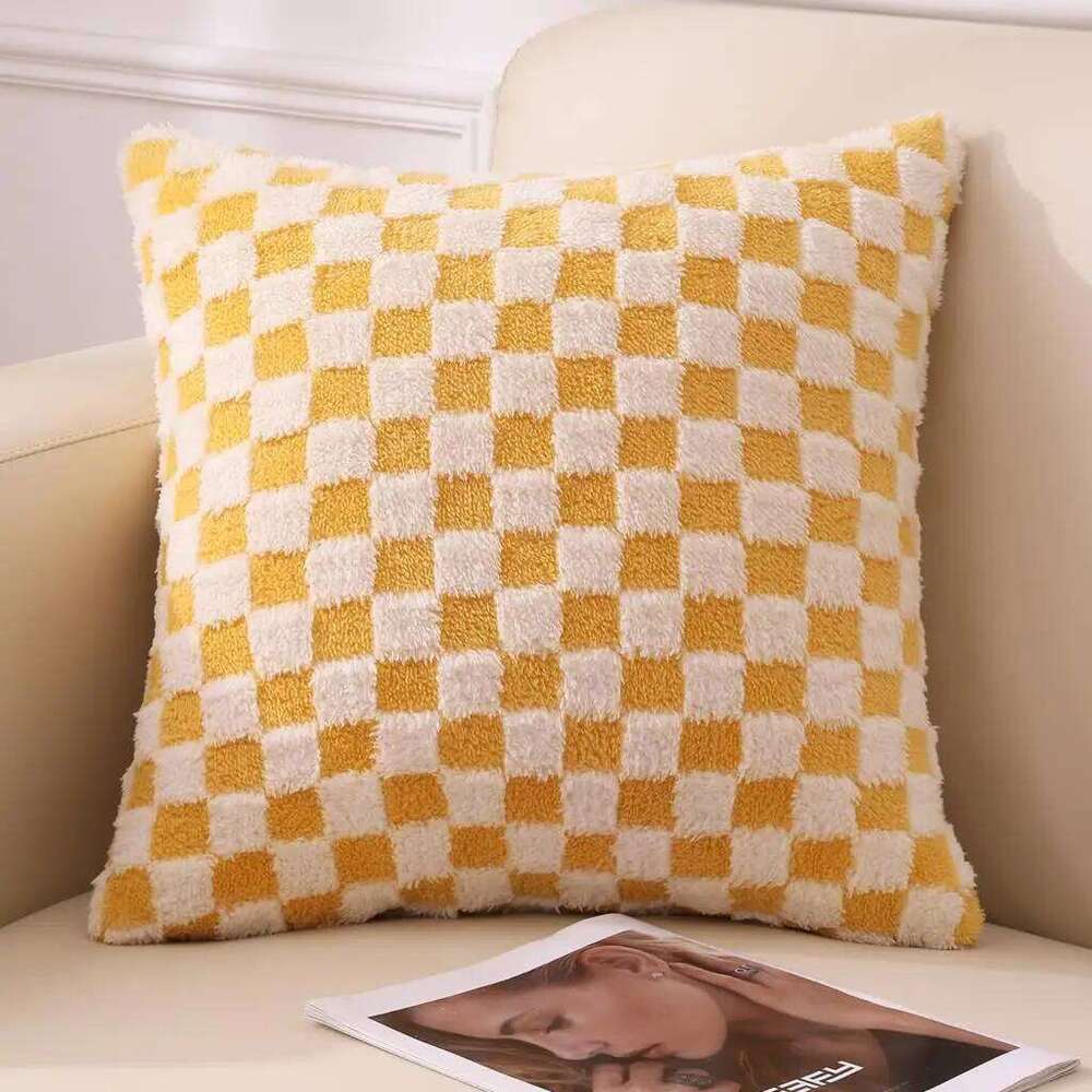 illow Cover Geometric Checkerboard Print Double Sided Cozy Pillowcase Soft Household Items for Bedroom Living Room Home Kitchen Laundry Decor Breathab