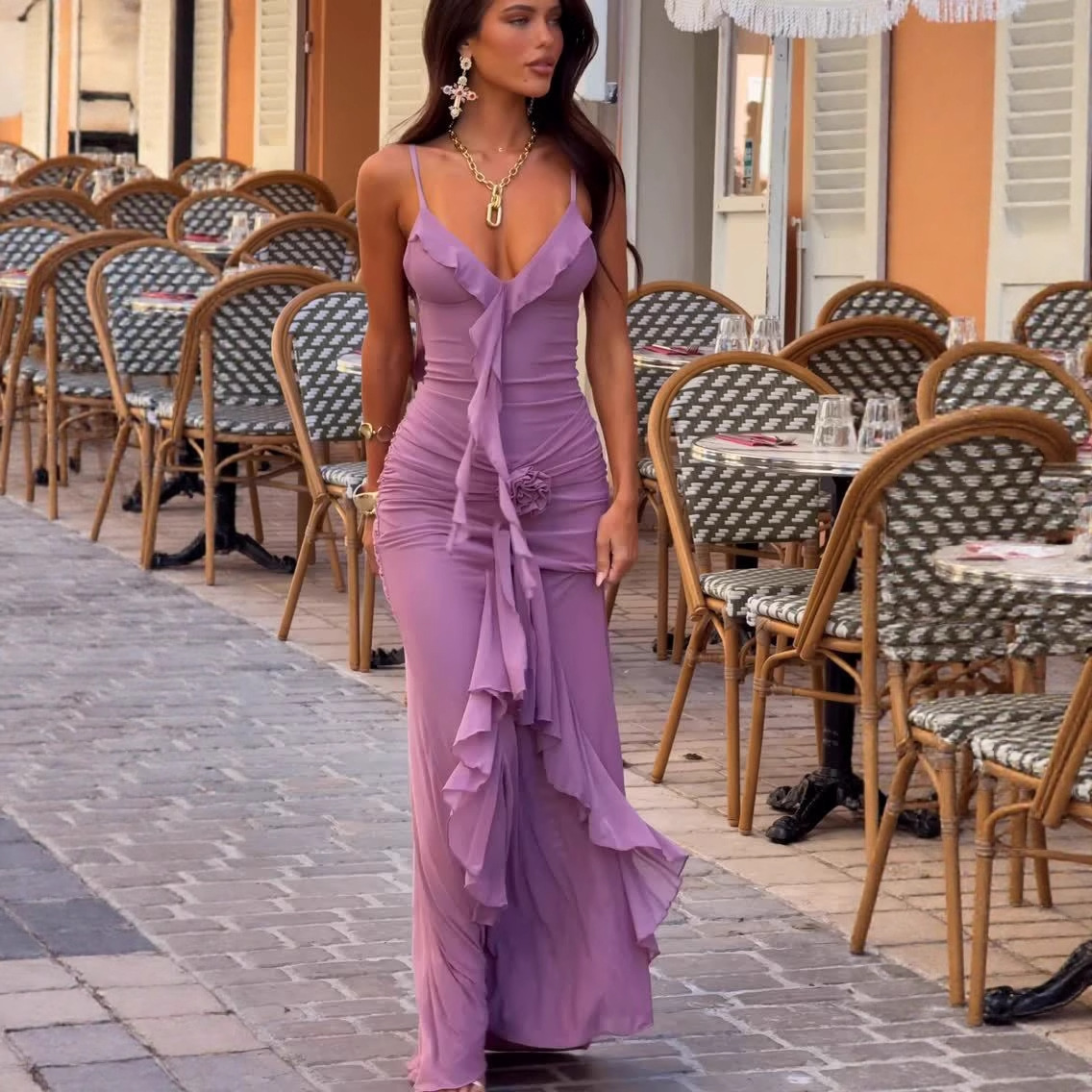 2026 New Style Urban Sexy Luxury Women's Dress - European Fashion Ruffled Silk Dress For Shapely And Sexy Vacation With Strapless Design
