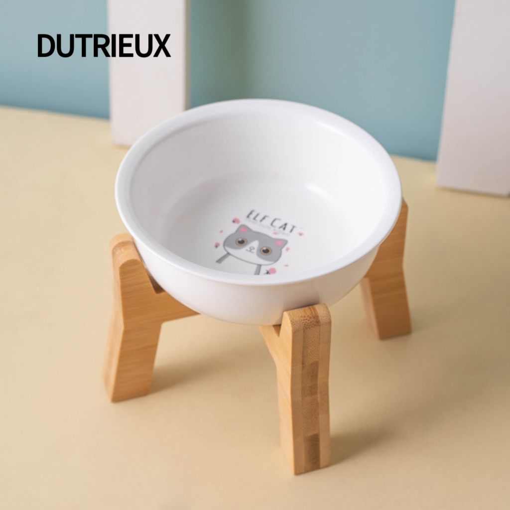 H2316 Custom ceramic cat bowls, high-legged neck-protecting, anti-tipping food bowls, pet gift customization and wholesale.