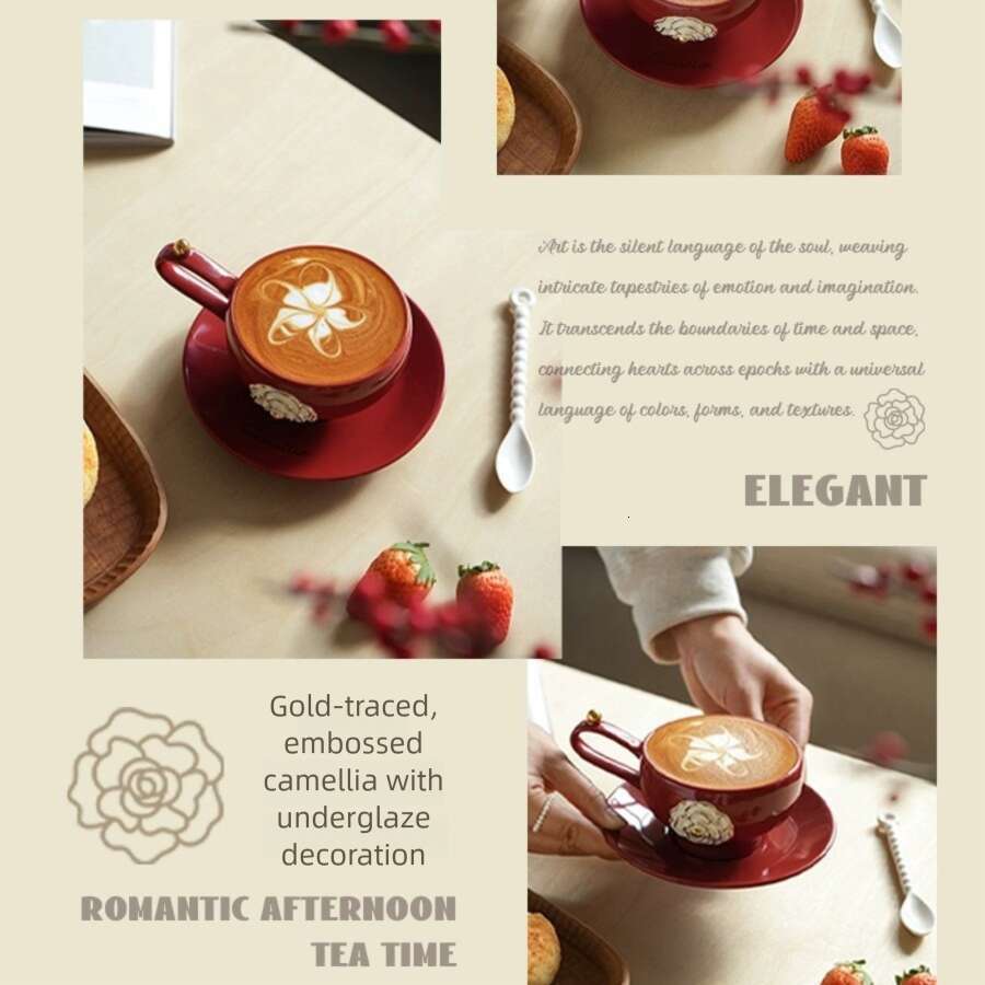 Ceramic Coffee Mugs Premium Drinking Utensils Light Luxury Porcelain Tea Cup Saucer Set Home Afternoon Latte Dining Table Decor Gift For Friend