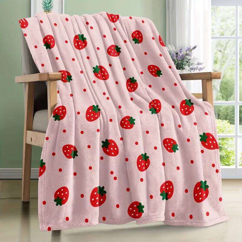 1 piece of for girls soft lightweight comfortable and warm birthday blanket strawberry room decoration