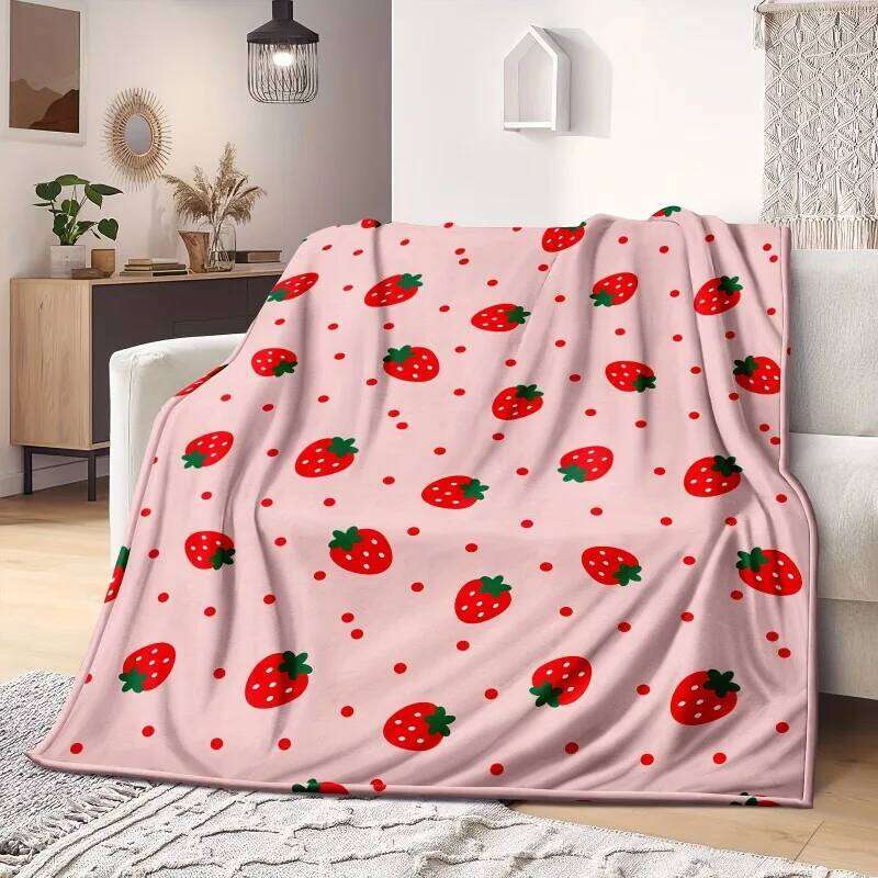 1 piece of for girls soft lightweight comfortable and warm birthday blanket strawberry room decoration