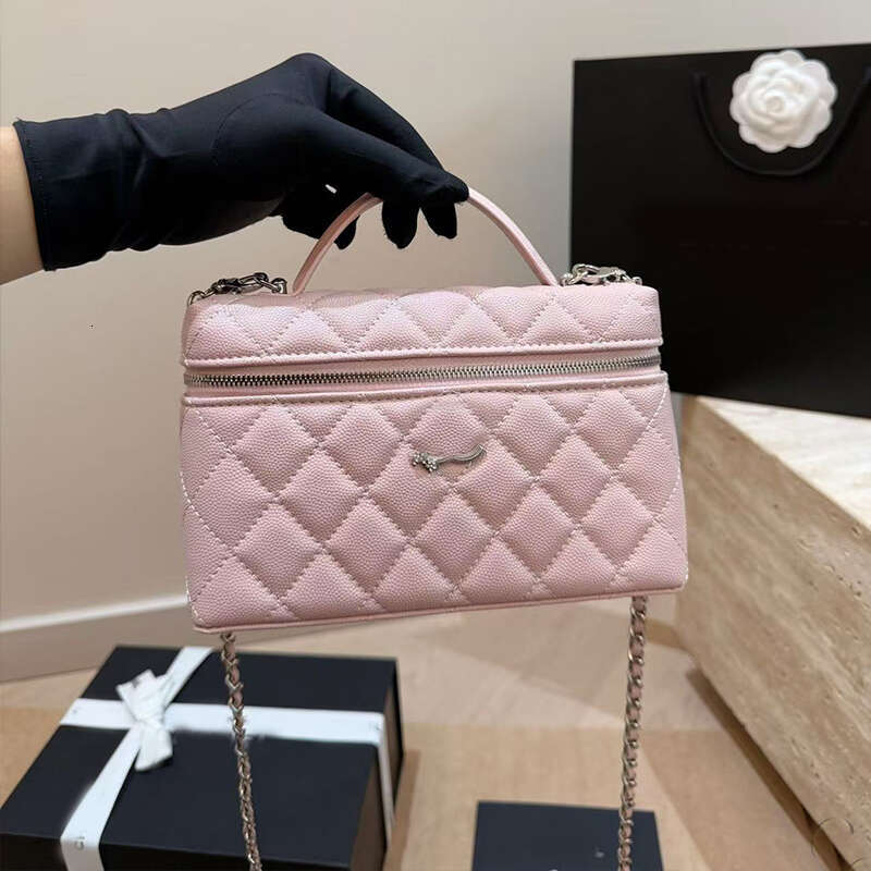 Designer Handbags Totes Bag Lunch Purses Ladies Pink Crossbody Bags Mini 25B Makeup Bag Caviar Quilted Vanity Case Bag Diamond Star Sliver Chain Shoulder Bag