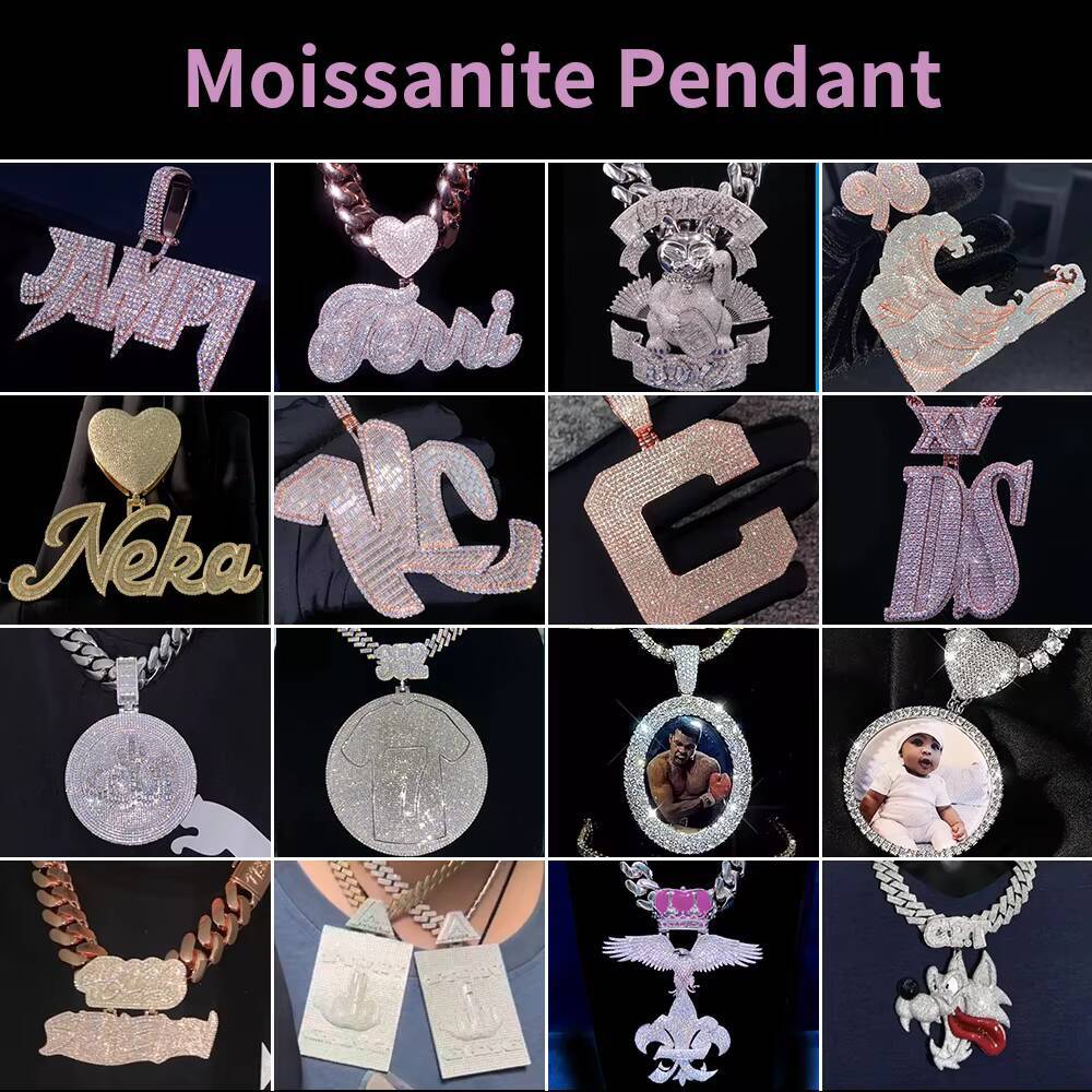 Ready to Ship Mossanite Pendant 925 Silver Iced Out Hamsa Hand Hiphop Hollow Custom Moissanite Pendant