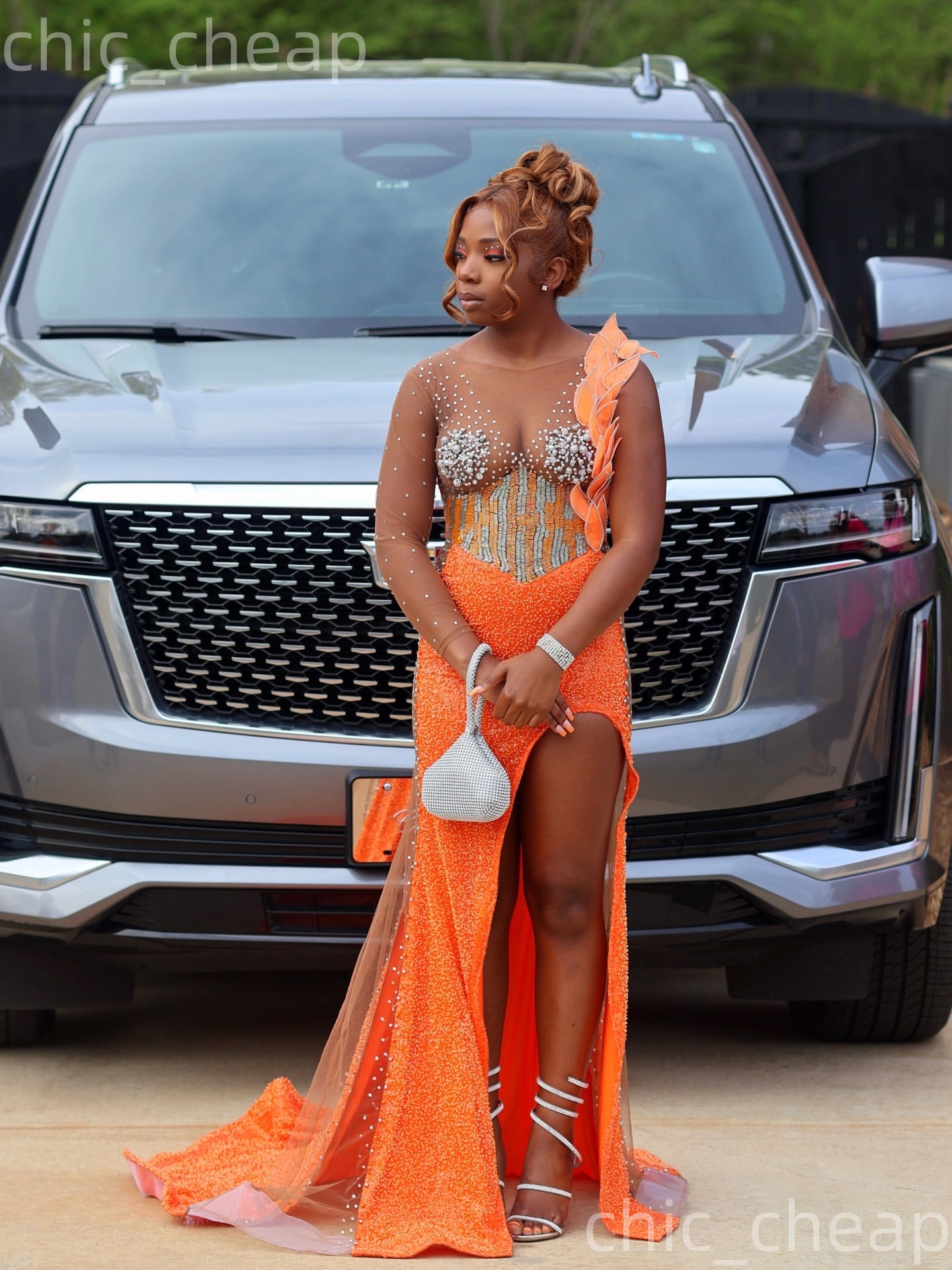 Aso Ebi Orange Mermaid Prom Dresses 2026 Beaded Crystals Florals Sequined Evening Formal Party Second Birthday Engagement Gowns Dress For Special Occa