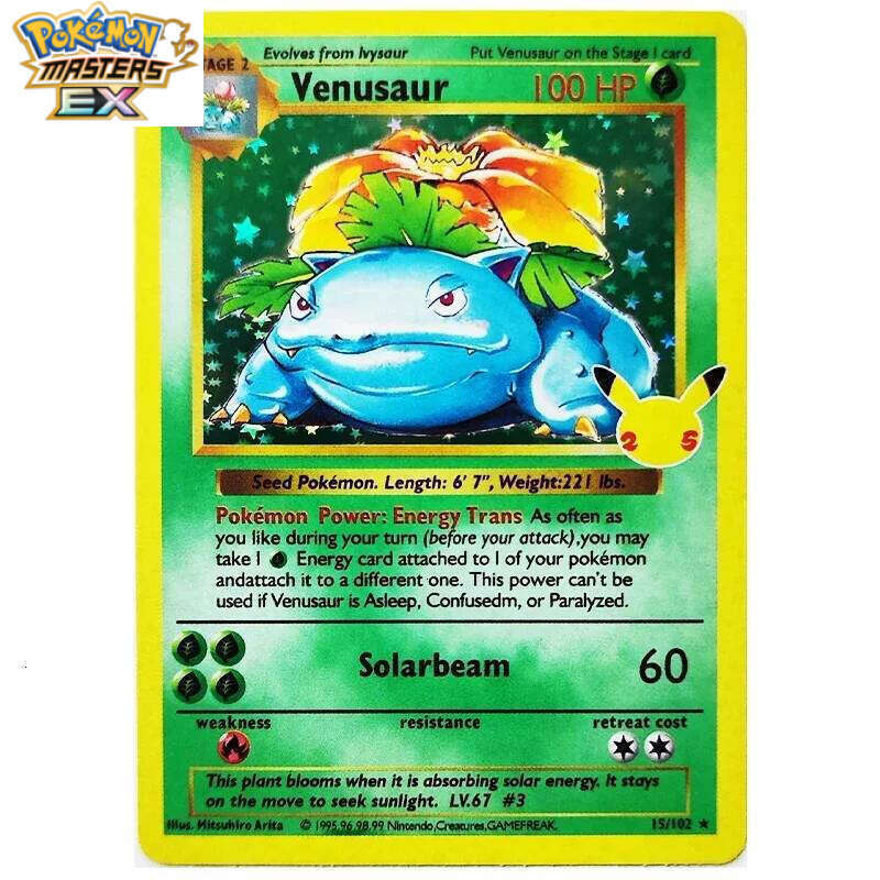 3pcs Pokemon 25Th Anniversary PTCG Charizard Blastoise Flash Game Anime Rare Collection Cards Gift Toys L260114 edec