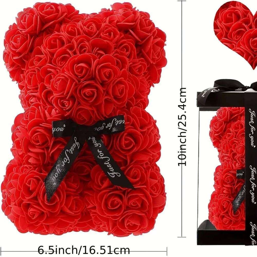 Valentine's Day DIY Birthday Anniversary Artificial Rose Bear Gift Box Packaging Wedding Decoration W260114
