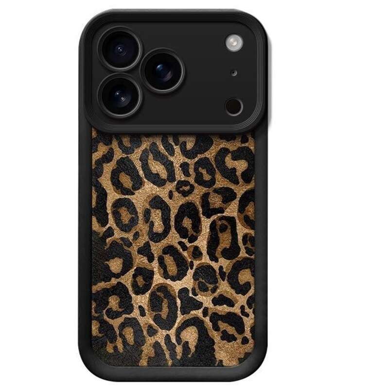 Trendy Leopard Print Case - Niche European American Style Cover for iPhone 17/16 Pro Max/15 Pro/14/13, Dual-Tone Frame Shockproof phone case