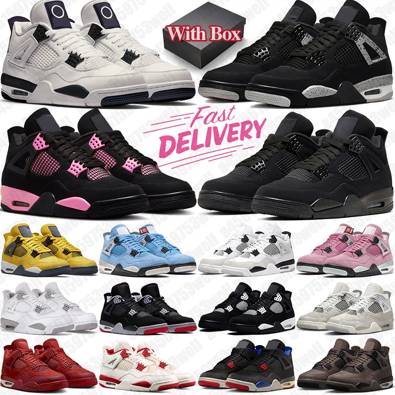 Free shipping 4 basketball shoes 4s designer sneakers for mens trainers Military Black Cat Red Thunder Bred White Oreo womens men wholesale jordan4shoe jordanshoe 4