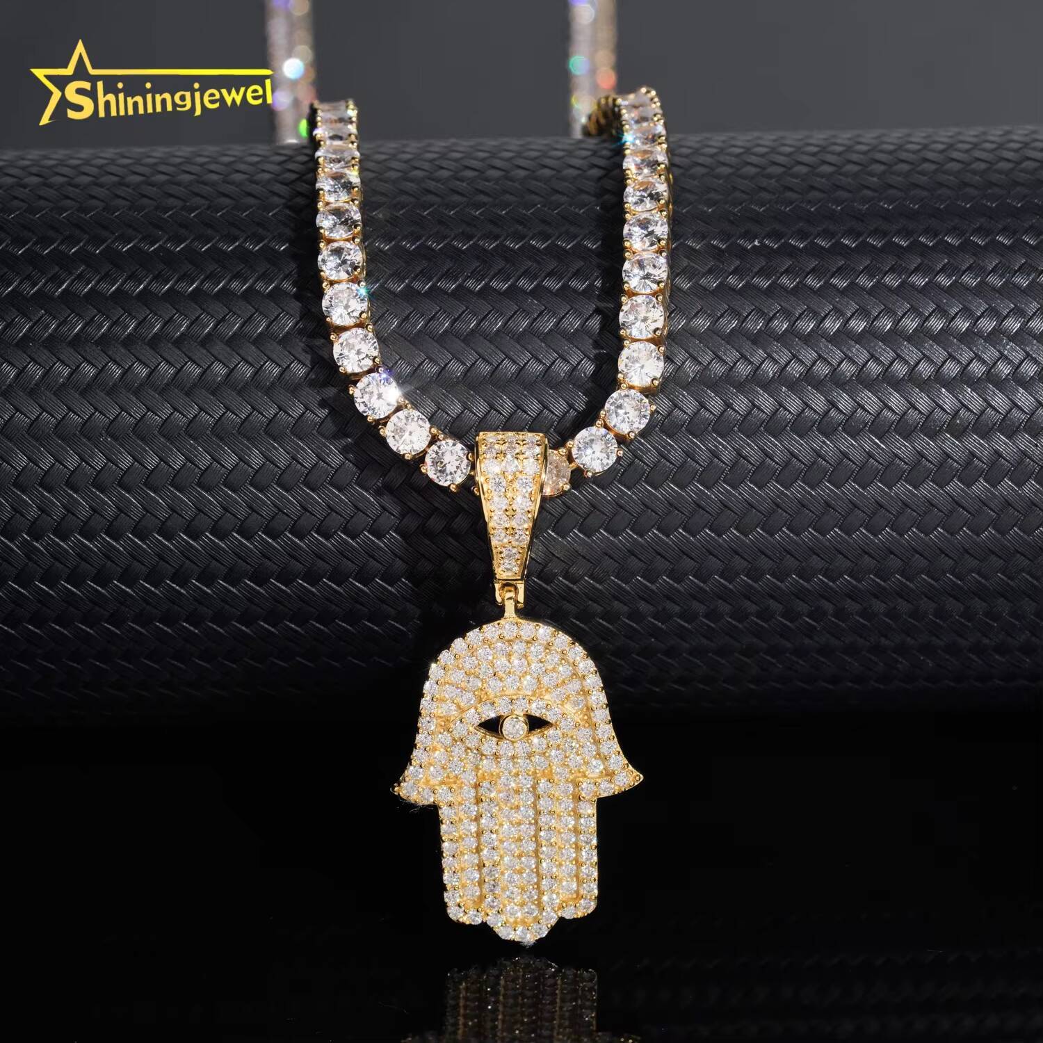 Worldwide Shipping Hip Hop Pendant Charms 925 Sterling Silver Moissanite Hamsa Pendant Custom VVS Moissanite Pendant Men
