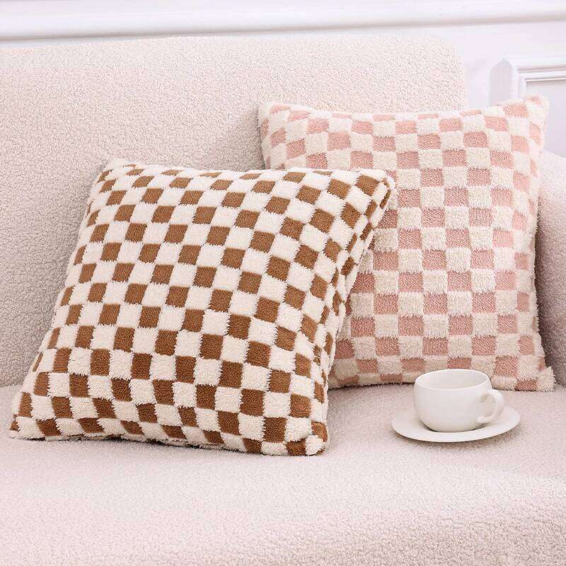 illow Cover Geometric Checkerboard Print Double Sided Cozy Pillowcase Soft Household Items for Bedroom Living Room Home Kitchen Laundry Decor Breathab