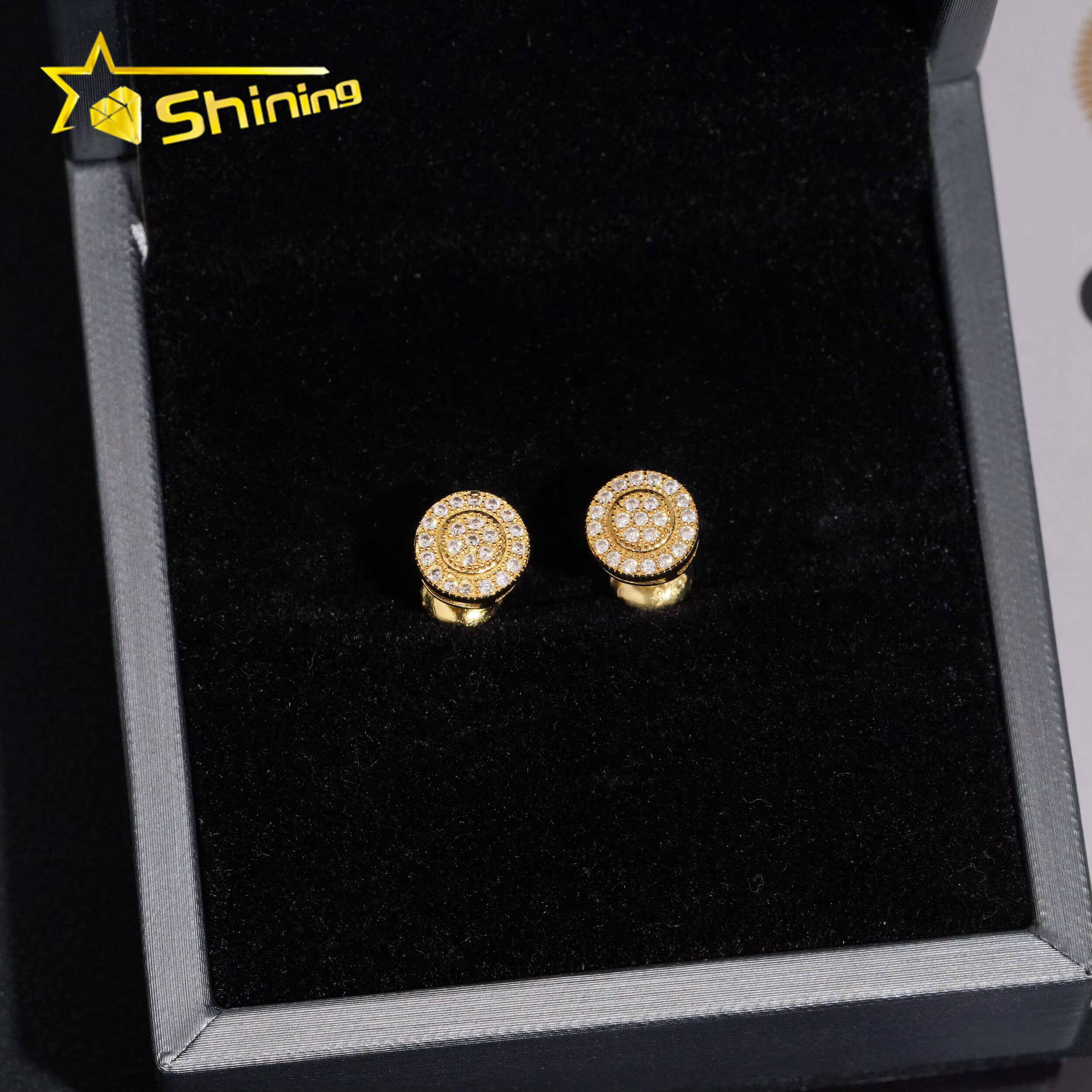 USA Warehouse Fast Delivery 925 Sterling Silver Moissanite Earrings Hip Hop Jewelry Men Women Moissanite Ear Studs Daily Wear
