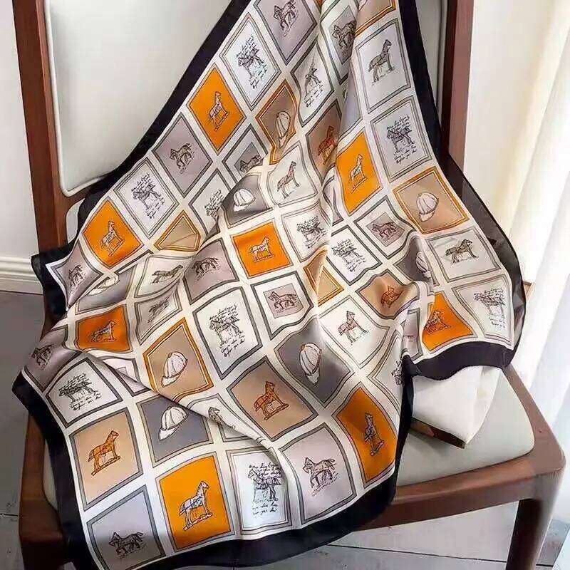 1 piece of 70x70 simulated silk satin shawl women's handkerchief printed women's square head blanket